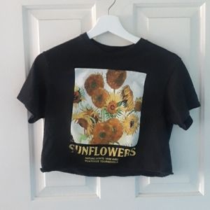 Van Gogh Sunflowers Crop Top